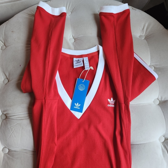 Adidas Maxi Dress red w/ tri-stripes BNWT!!! - Picture 12 of 15
